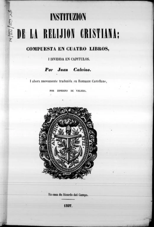 Portada de Institución de la religión cristiana
